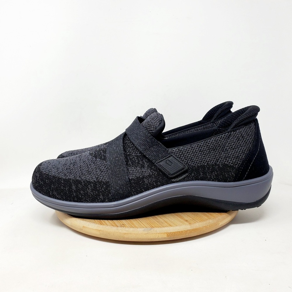 Orthofeet Amalya Shoes Womens 11 D WIDE Black Grey Slip On Comfort Sneaker 80061